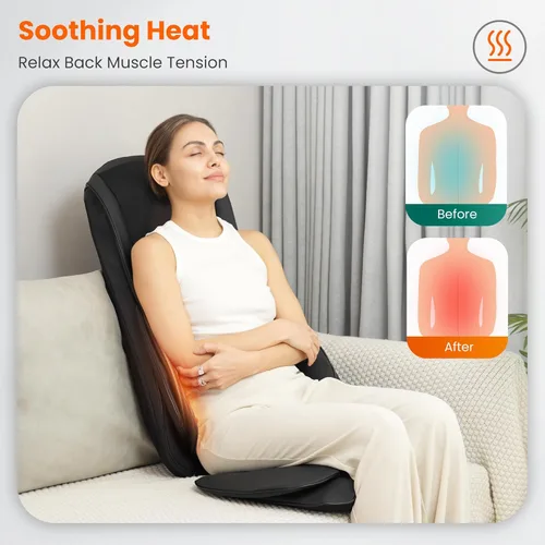 Miniatura 5 de Snailax Shiatsu - Masajeador de cuello y espalda con calor, almohadilla de silla de masaje con compresión, masajeador de cuello ajustable en altura