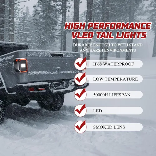 Miniatura 5 de BUNKER INDUST Luces Traseras LED Compatibles con Jeep Gladiator JT 2020-2025, Lámpara Trasera Ahumada Luz de Freno Luz de Señal de Giro Luz