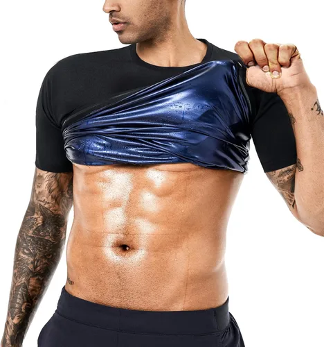 Traje de Sauna para Sudoración para Hombre, Camiseta Entrenador de Cintura, Chaleco de Compresión, Ropa de Gimnasio, Mejorador de Sudor de Manga