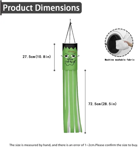Miniatura 6 de Mummy Windsock - Calcetines de viento suaves e impermeables con bandera de Halloween, 2 piezas, lavables a máquina, secado rápido, bandera colgante