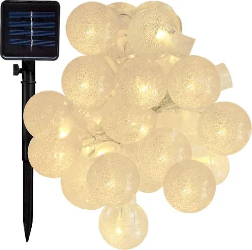 Hometown Evolution, Inc. Tira de luces de burbujas de aire alimentadas por energía solar, 30 LED blanco cálido, 8 modos, impermeable al aire libre