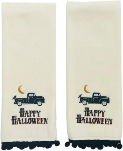 Miniatura 14 de Serafina Home Toallas de mano de baño de Halloween, fantasmas bordados, diseño Boo, juego de 2, color negro, 16 x 25 pulgadas
