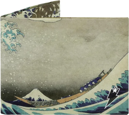 SUPERVEK Cartera de papel: cartera delgada vegana, delgada, resistente al desgarro y al agua para hombre, The Great Wave, Regular