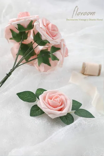 Miniatura 2 de Floroom Flores artificiales de espuma, aspecto real, con tallos, para manualidades, ramos de boda, centros de mesa, despedida de soltera, Reliquia
