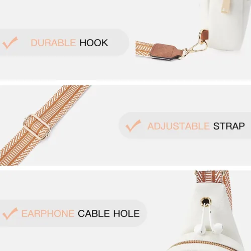 Miniatura 74 de Telena Riñonera pequeña para mujer, de cuero, cangureras, bolsa de pecho para mujer