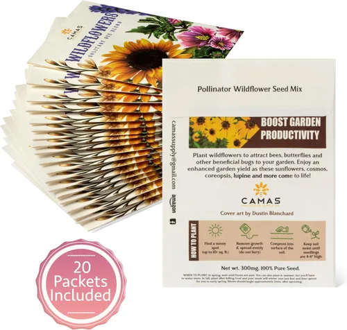 Miniatura 2 de Camas - Paquetes de semillas de flores silvestres polinizadoras - (20) recuerdos de fiesta para atraer abejas, mariposas y colibríes a tu planta