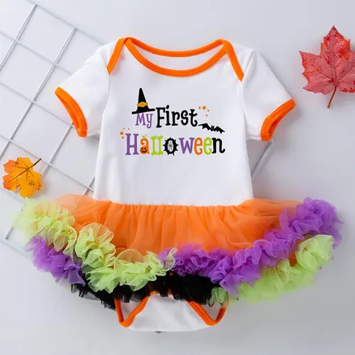 Miniatura 5 de Conjunto de mameluco de manga corta para bebé recién nacido, con estampado de Halloween, camiseta larga