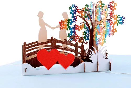 Miniatura 14 de iGifts And Cards Tarjeta emergente de corazón lesbiana 3D – Escultura de amor es amor para el mes del orgullo, salir y día de San Valentín – Regalo