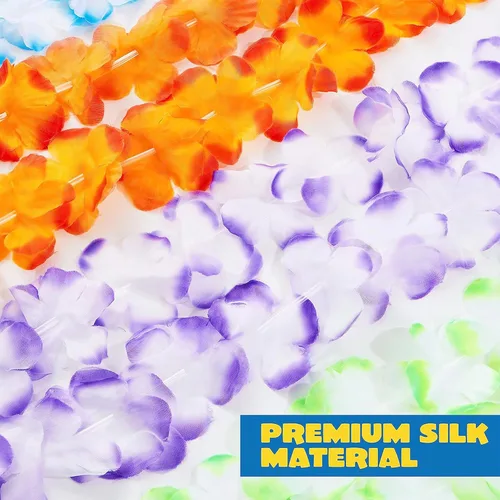 Miniatura 3 de JOYIN Juguete de 12 unidades de leis hawaianos a granel, flor tropical Lei hawaiana Lei playa Hawaii Luau recuerdos de fiesta decoración suministros