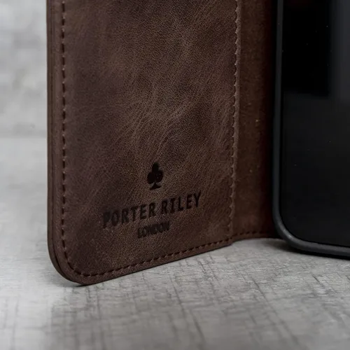 Miniatura 9 de Porter Riley - Funda de cuero para iPhone XR. Funda de piel auténtica premium con ranuras para tarjetas, soporte horizontal, marco duradero
