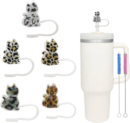 Miniatura 11 de 6 piezas de cubiertas de pajita de silicona compatibles con vasos Stanley de 30 y 40 oz, tapones de pajita de 0.39 pulg/10 mm con diseños de nubes