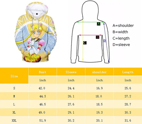 Miniatura 5 de BAKUGOU Anime Tsukino Usagi Hoodie for Women Girls Black Unisex Aino Minako Pullover Luna Sweatshirt Pink Adult Anime Sweater
