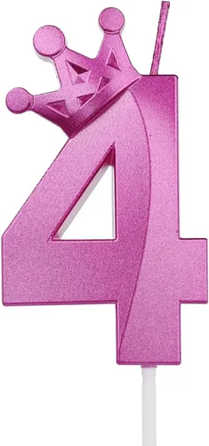 Miniatura 49 de Vela rosa de cumpleaños número 1, decoración temática rosa para fiesta de primer cumpleaños, velas de número 3D diseñadas con corona para decoración