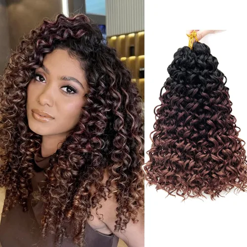 Miniatura 58 de GoGo Curl Crochet Hair 18 pulgadas onda de agua pelo sintético bohemio ganchillo trenzado jengibre onda profunda extensiones de cabello trenzado