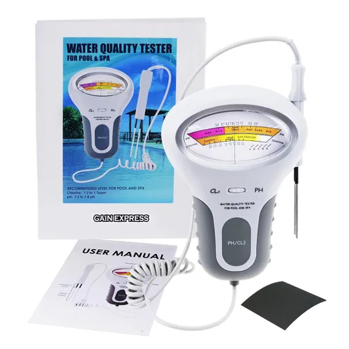 Miniatura 2 de Medidor de cloro y pH 2 en 1 para piscina, medidor de nivel CL2 de mano Prueba de análisis de calidad de agua de spa Analizador de monitor