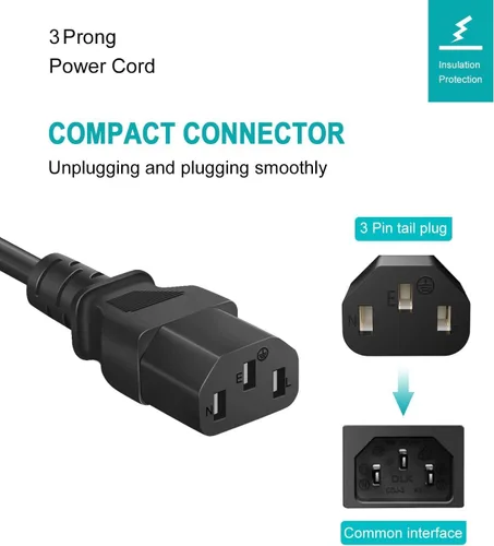 Miniatura 2 de Cable de alimentación de 3 clavijas para TV LG 42LG50 42LK450 32LG30 42CS570 42LK520 32LV2500 42LF11 42LG20 42LG30 42LG30DC 42LG70 42LG70 42LG20