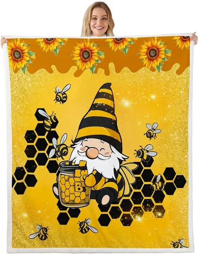 Miniatura 16 de Erosebridal Cartoon Gnomes Fleece Blanket,Dwarf Throw Blanket 40x50 Inch for Bedroom Living Rooms Sofa Couch,Colorful Stars Sherpa