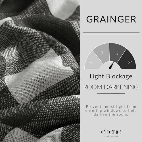 Miniatura 4 de Elrene Home Fashions Farmhouse Living Grainger Buffalo - Cortina opaca con diseño a cuadros para ventana, cortina para sala de estar y dormitorio