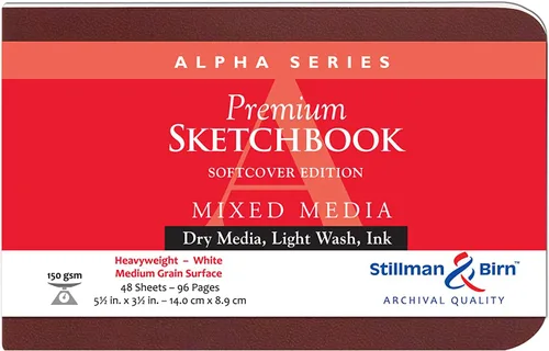 Stillman & Birn Serie Alpha Cuaderno de bocetos de cubierta suave, 14 cm x 8.9 cm, 150 g/m² (pesado), papel blanco, superficie de grano medio