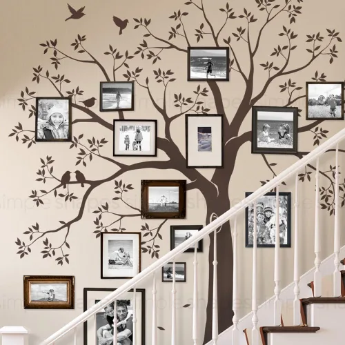 Miniatura 5 de Vinilo decorativo para pared de árbol genealógico de escalera (negro, tamaño pequeño: 92 pulgadas de ancho x 88 pulgadas de alto) Simple Shapes ®