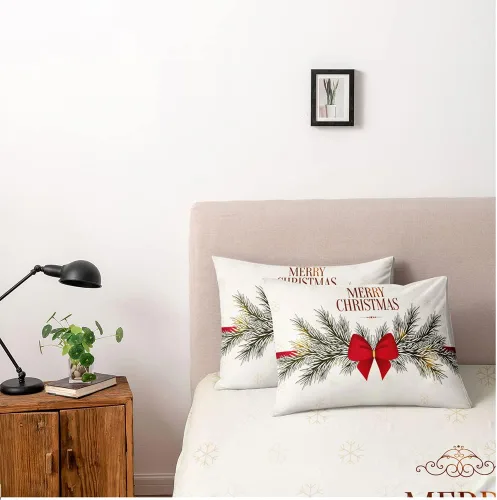 Miniatura 3 de Juego de funda de edredón de Navidad 3D, fundas de edredón y fundas de almohada con patrón de lazo rojo, juegos de ropa de cama de color pulido