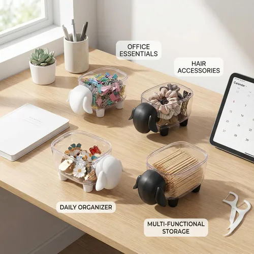 Miniatura 3 de Paquete de 2 soportes Qtip, dispensador de bolas de algodón acrílico con tapa, bonitos soportes para hisopos de algodón, tarros de baño, recipiente