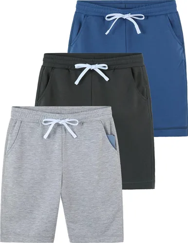 Liberty Pro Paquete de 3 pantalones cortos deportivos para niños y jóvenes, pantalones cortos deportivos casuales con bolsillos, ropa deportiva de
