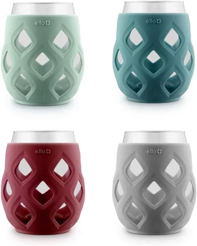 Miniatura 5 de Set de 6 copas de vino sin tallo Ello Cru de 17 onzas con fundas protectoras de silicona, perfectas para patios de verano y fiestas, ideales
