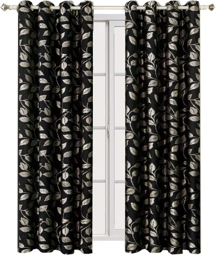 Miniatura 2 de Royal Tradition Charlotte - Juego de 2 cortinas jacquard de 104 pulgadas de ancho x 63 pulgadas de largo, color moca