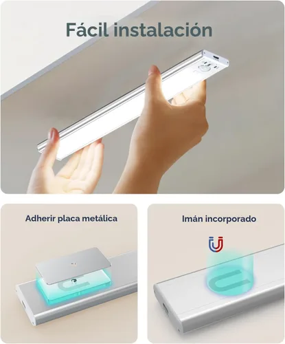 Miniatura 7 de Iluminación para debajo del gabinete, luz LED con sensor de movimiento para interiores, 2200 mAh USB recargable luces de armario funciona