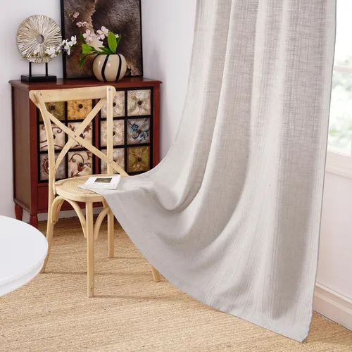 Miniatura 69 de NICETOWN Cortinas de lino grueso para dormitorio, privacidad añadida, bolsillo para barra y pestaña trasera, no se transparentan, mezcla de lino