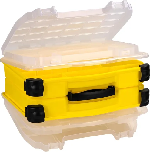 Miniatura 10 de THKFISH Caja organizadora de aparejos de pesca, cajas de pesca de doble capa, caja para exteriores, con divisores ajustables, 14.96 x 10.23 x 4.5