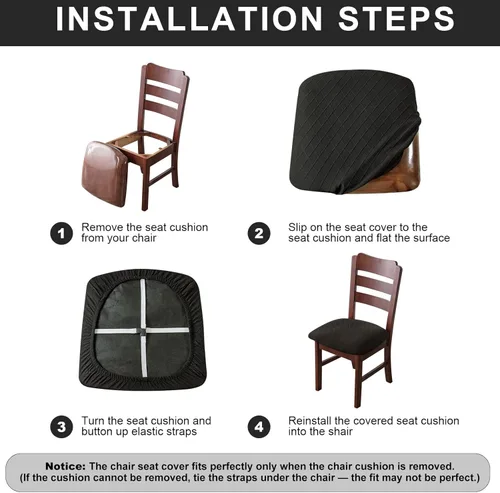Miniatura 4 de Genina Fundas de asiento impermeables para sillas de comedor, fundas para sillas de comedor, fundas para sillas de cocina (caqui, 6 piezas)