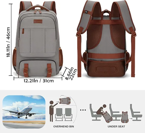 Miniatura 3 de Tzowla - Mochila de tela para portátil, mochila para hombres y mujeres, mochila para trabajo y viajes, compatible con portátil de 15.6 pulgadas