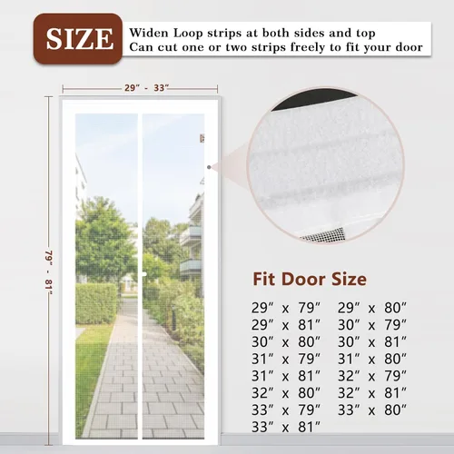 Miniatura 2 de Yotache - Puerta magnética ajustable con pantalla para puertas de 29"-33" de ancho y 79"-81" de altura, malla de poliéster reforzada con tira
