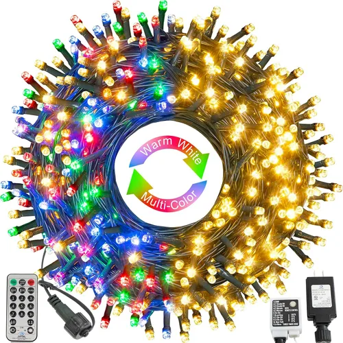 Miniatura 11 de Luces de Navidad para exteriores, 300 luces LED de 108 pies con 8 modos, enchufe de extremo a extremo, certificado UL, guirnalda de luces