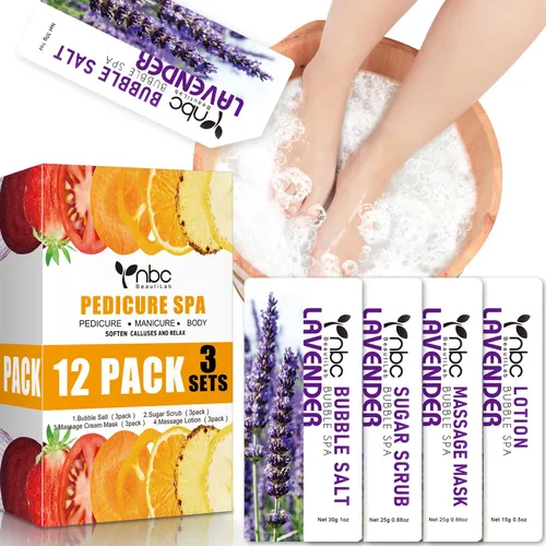 Miniatura 20 de Juego de spa de pedicura para pies, kit de pedicura para el hogar con sal de baño, loción hidratante de crema exfoliante para pies, cuidado de pies