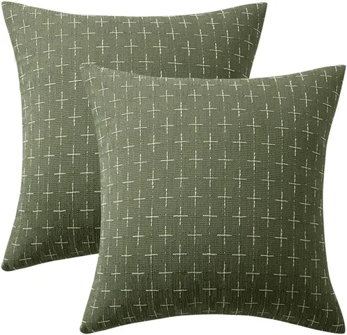 Miniatura 9 de MIULEE - Juego de 2 fundas de almohada decorativas de lino de arpillera, modernas, estilo campestre, rústicas, tejidas, con textura, para sofá