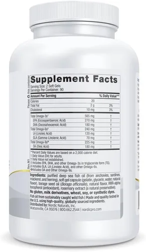 Miniatura 2 de Nordic Naturals ProEFA 3-6-9, sabor a limón, 180 geles blandos, 565 mg de omega-3, EPA y DHA con GLA añadido, piel saludable, cognición y estado