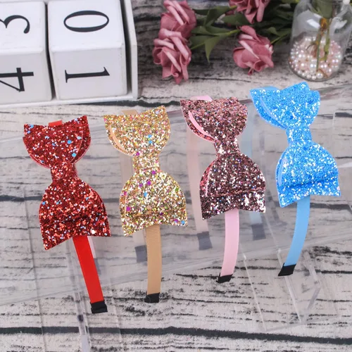 Miniatura 5 de XIMA 10 diademas de plástico con lazo de lentejuelas brillantes para niños, accesorios para el cabello Combinados