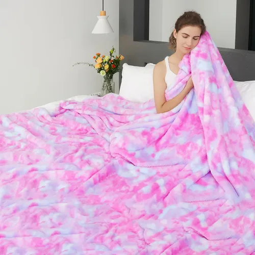 Miniatura 38 de Manta de forro polar púrpura tipo cobija - Manta de 300 GSM para sofá, cama, suave, ligera, mullida, acogedora, mantas de microfibra y cobijas