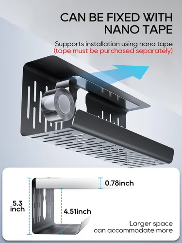 Miniatura 6 de NODOCA Bandeja de gestión de cables para debajo del escritorio sin perforación, gestión de cables de 14'', abrazadera sin perforaciones, bandeja