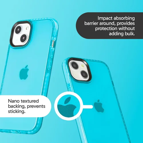Miniatura 3 de SteepLab Funda de barrera para iPhone 13, protección de 360 grados que absorbe impactos con bisel elevado y colores llamativos (cielo azul brillante)