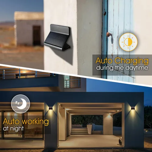 Miniatura 5 de AURAXY Luces de inundación de seguridad LED con sensor de movimiento solar impermeable para exteriores, funciona con pilas, luz de pared activada
