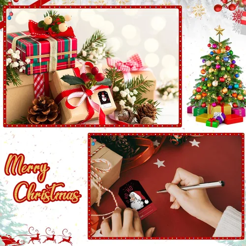 Miniatura 7 de 720 piezas de etiquetas autoadhesivas para regalos de Navidad, etiquetas de nombre kraft de Navidad, pegatinas navideñas de kraft natural, etiquetas