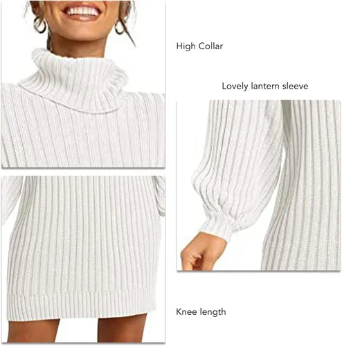 Miniatura 4 de Aumoo Vestidos largos de manga farol para mujer, vestido suéter de trabajo para mujer