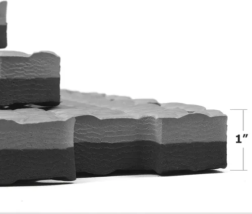Miniatura 3 de Xspec Azulejos de espuma EVA reversible de 1 pulgada extra gruesa de 48 pies cuadrados (24 x 24 pulgadas), patrón de acero, 12 piezas, negro y gris