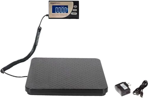 Miniatura 4 de Amazon Basics Báscula postal digital, resistente, plataforma de aluminio, capacidad de 440 libras, legibilidad de 1 onza, color negro