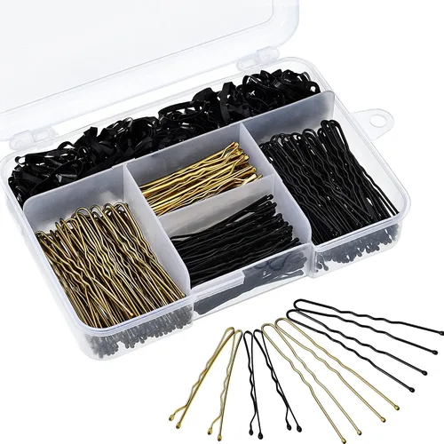Miniatura 8 de Hicarer Juego de 300 horquillas para el cabello, incluye 100 pasadores Bobby, 100 pines en U y 100 bandas de goma con caja de almacenamiento