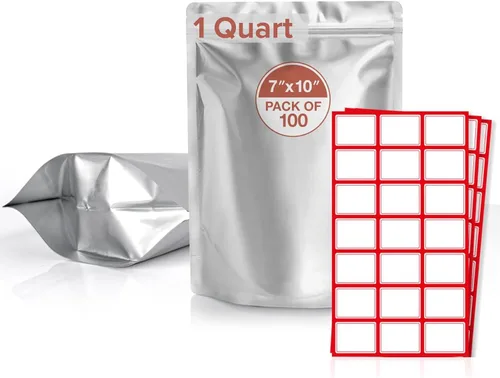 Miniatura 11 de 50 bolsas de Mylar de 1 galón con absorbentes de oxígeno (500 cc) – 9.5 mil – Bolsas de Mylar reforzadas de 1 galón resellables y termosellables